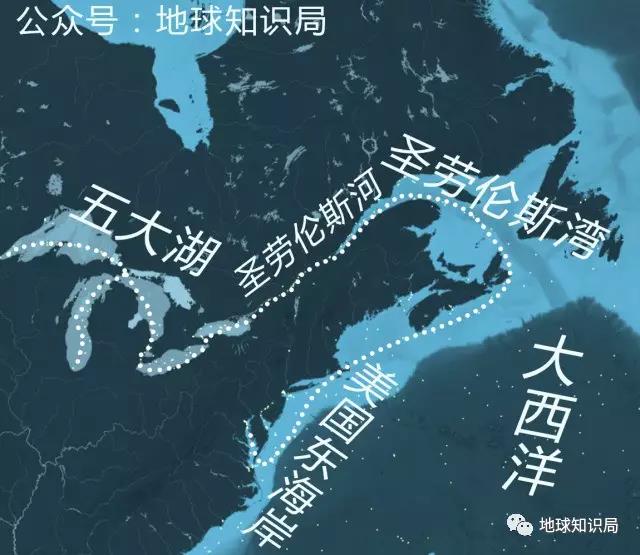 全球海上航运地图,北美部分 圣劳伦斯湾