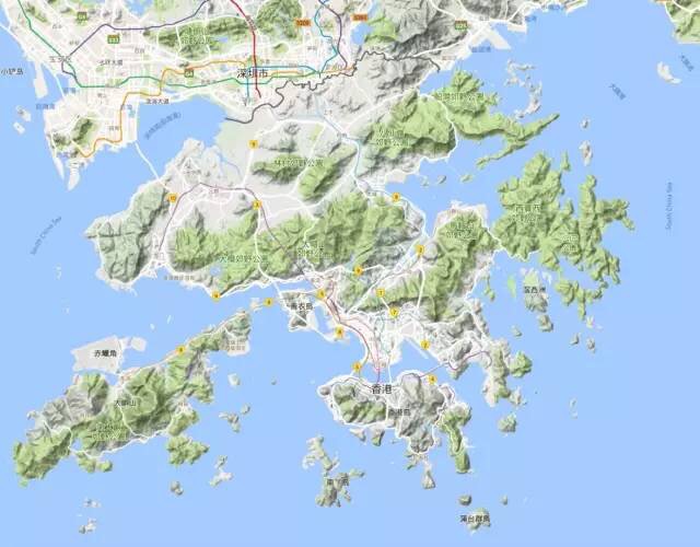               (香港地形图,从中