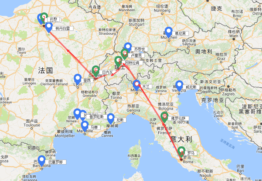 法瑞意13日深度定制游罗马斗兽场卢塞恩琉森湖因特拉肯少女峰佛罗伦萨