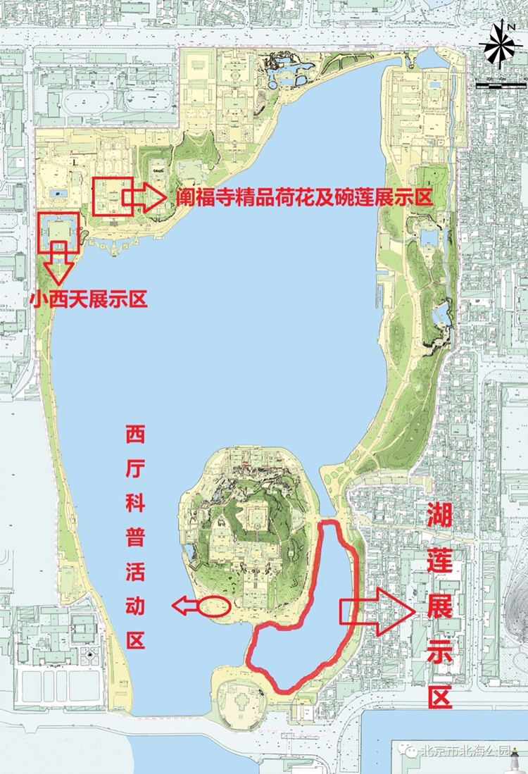 景山公园游览路线:西门(入园)→西侧主路→南门→万春亭→观妙亭→周