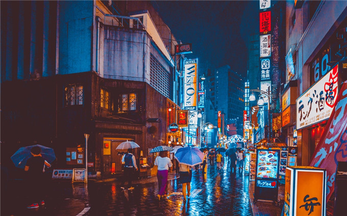                  :日本街头夜景.