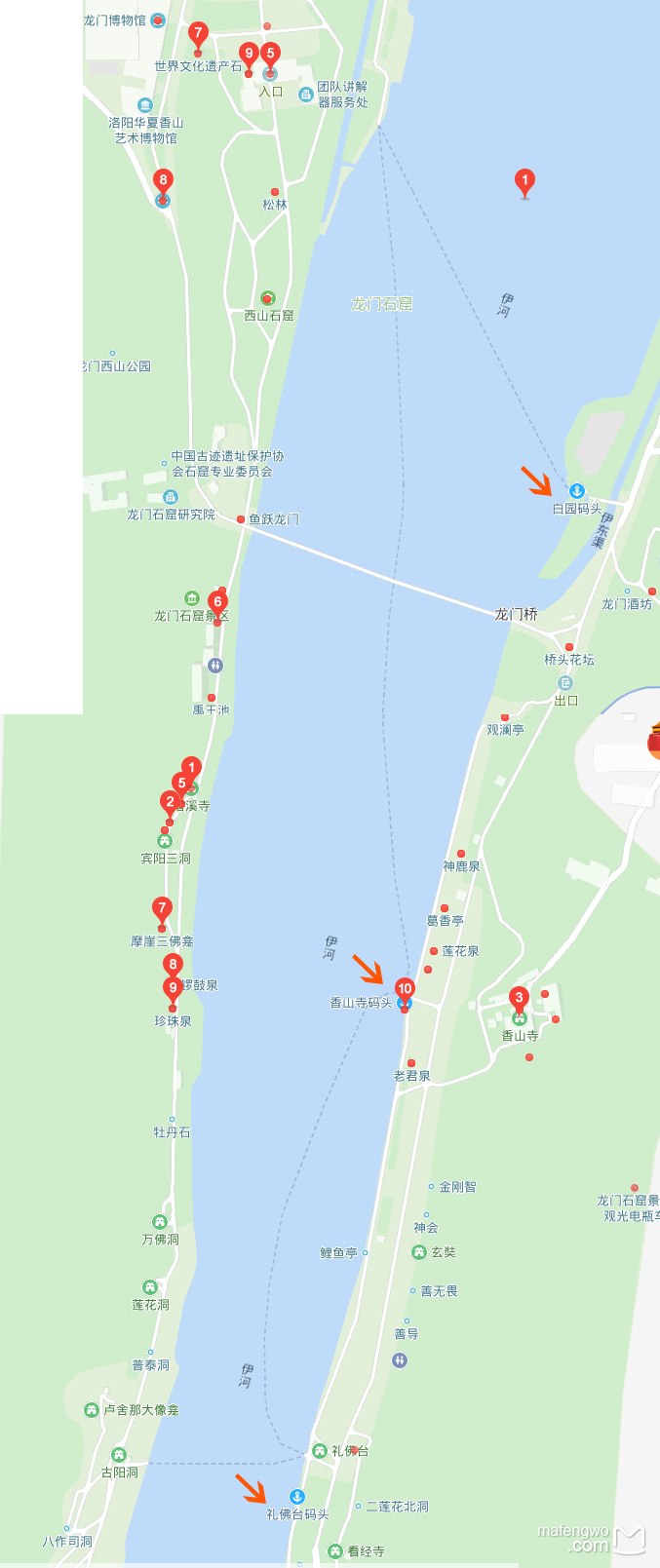 龙门石窟地图 马蜂窝