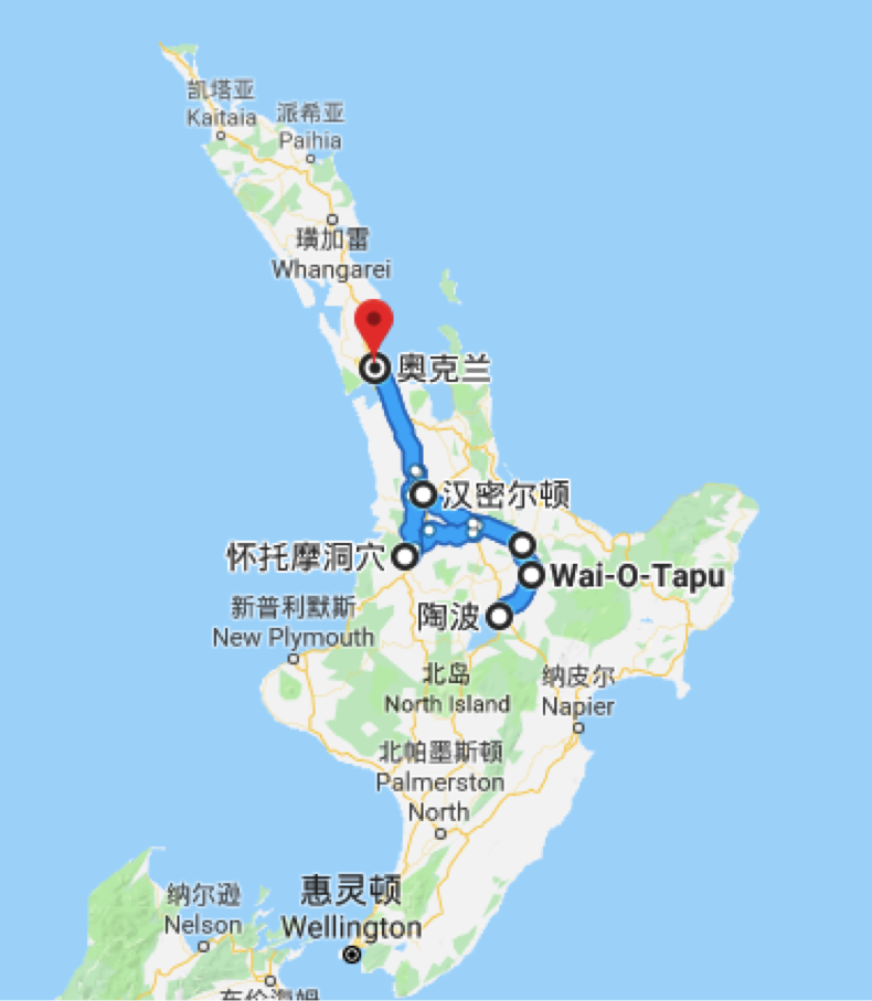 从上面的地图看得出来,我们只是在北岛的中部转了一个小圈.