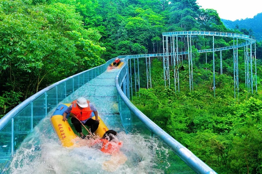 黄山休宁岭南景区门票(高空玻璃滑道 山泉漂流 岭南乐园 蹦极 网红