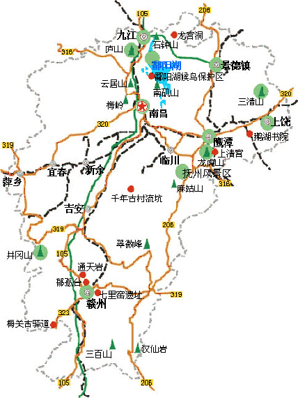 中国大陆各省著名景点分布及交通图