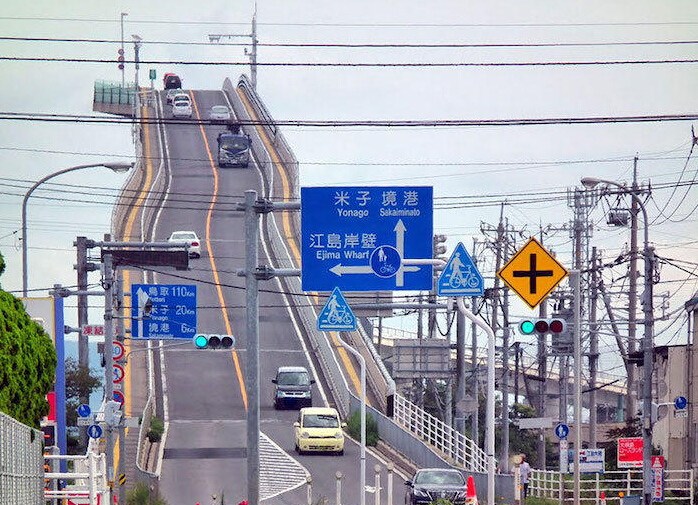 如今,连结日本鸟取县境港市和岛根县松江市的江岛大桥已经成为了一个