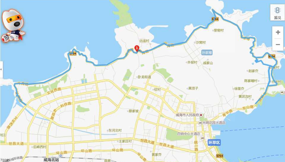 [题主采纳] 威海 环海路蚂蜂窝推荐路线: 威海 港(韩国城)—东山路