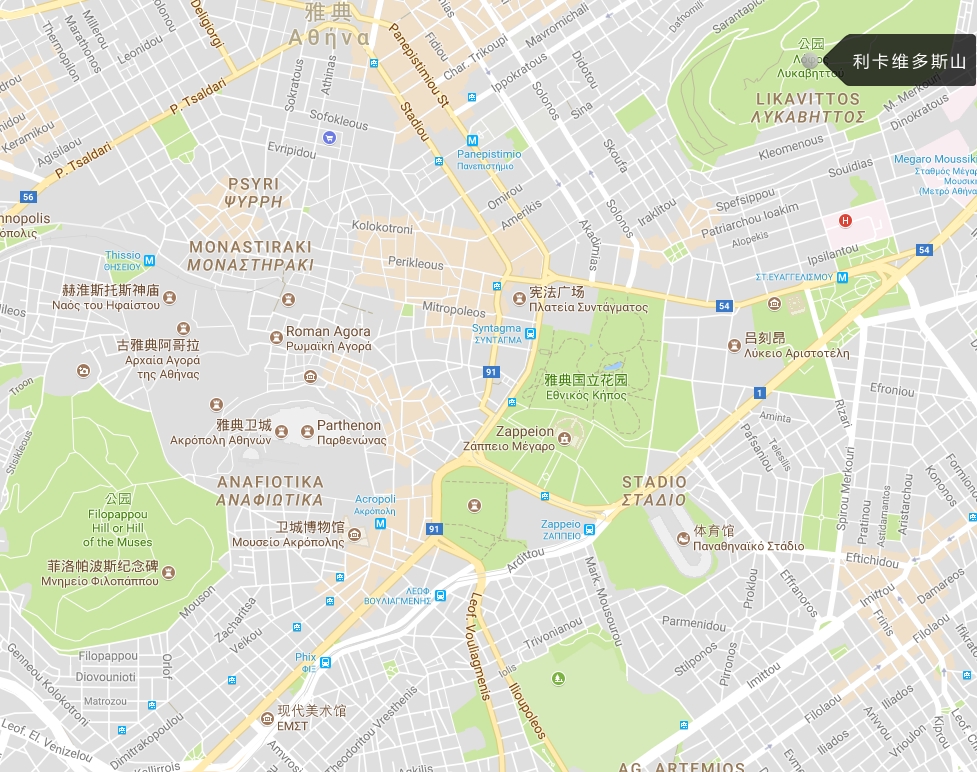 雅典市区地图