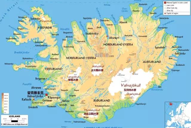冰岛河流地图图片