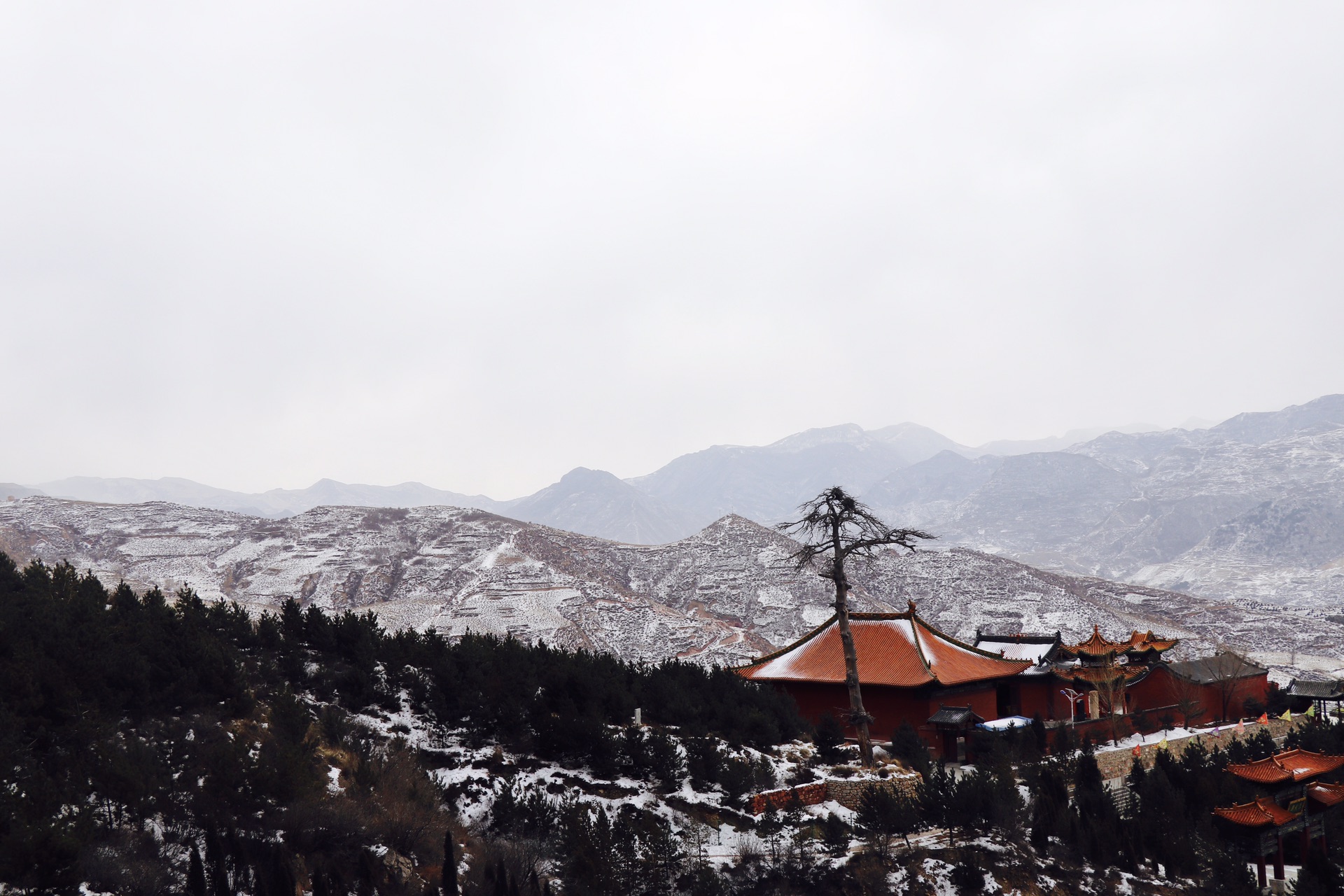 冬季,大同,恒山,残雪,寒风,包山头