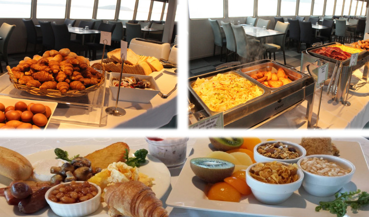 冷餐区:新鲜水果盘,奇异果,特制蓝莓优酪乳 麦片区:维他麦,大米泡泡