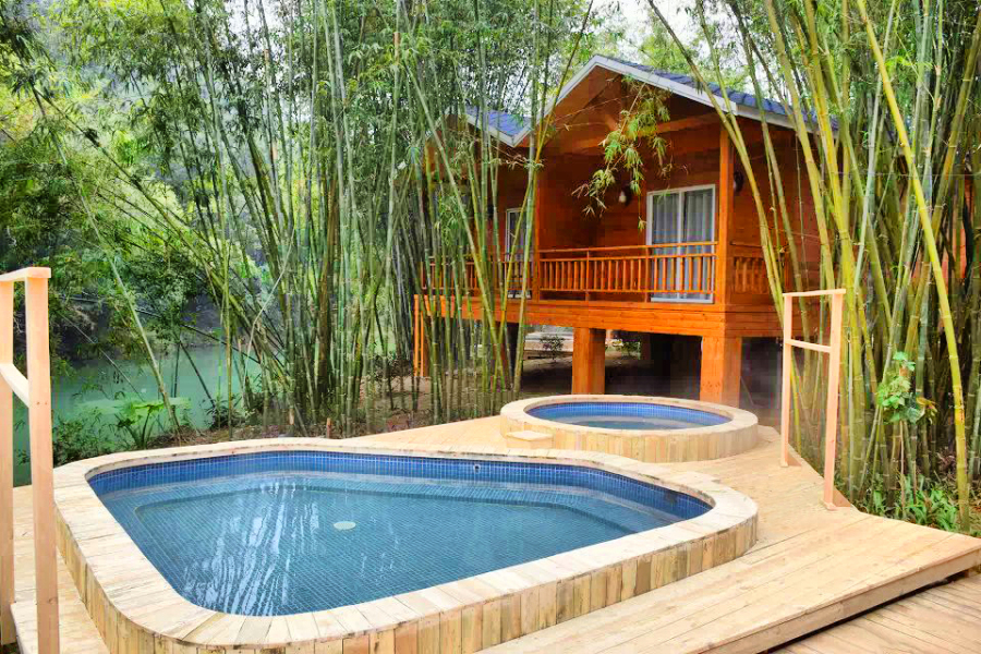 清远英德洞天仙境御竹轩木屋别墅(早餐 竹林汤泉 景区大门票 夜游七彩