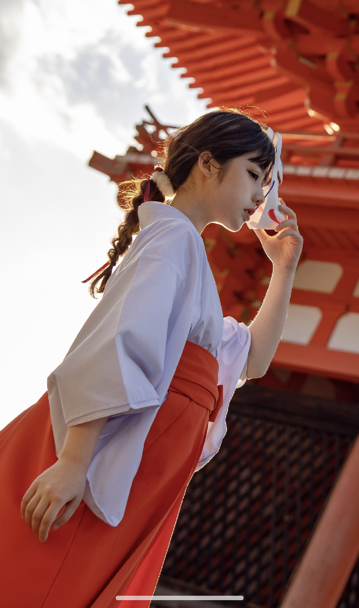 日本京都清水寺和服体验 神社犬夜叉桔梗 高端典雅 火野丽神秘巫女服