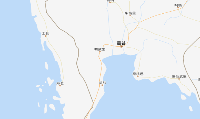 曼谷地理位置:曼谷位于泰国中部,位于昭披耶河东岸,挨着暹罗湾.