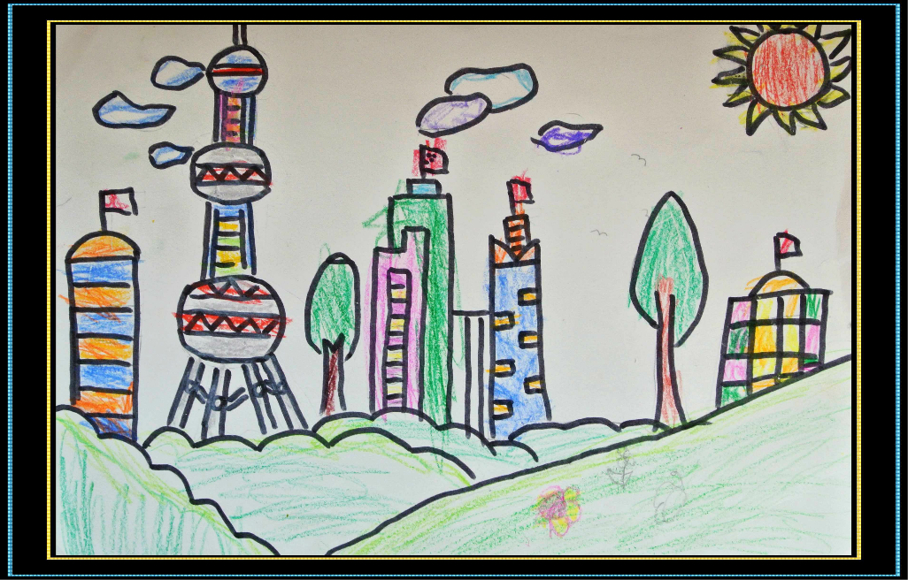 上海标志性建筑儿童画图片