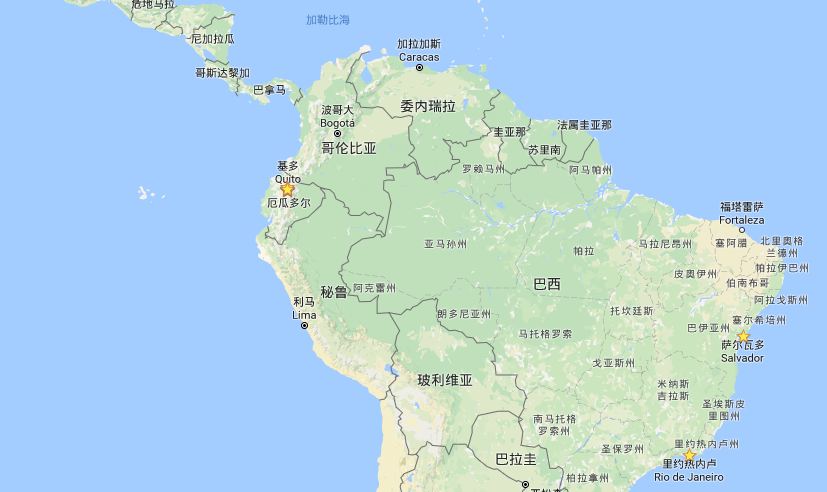           基多在南美的地理位置