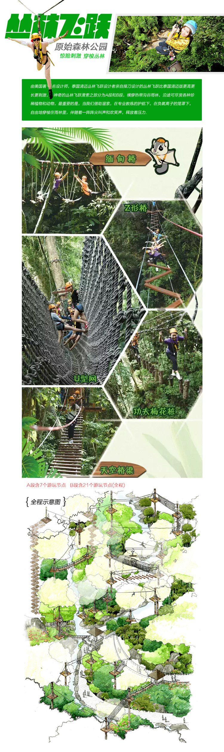 丛林飞跃套票 不含接送 丛林冒险之旅 西双版纳原始森林公园自由行